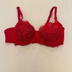 Victoria's Secret Sexy Unlined Underwire Red Lace Bra 40D